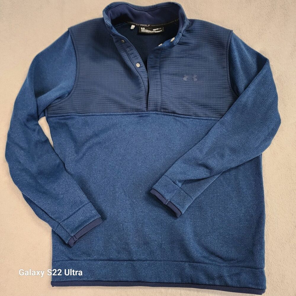 Under Armour Golf Coldgear Storm Loose Fit 1/4 Snap Pullover Jacket Mens M Blue